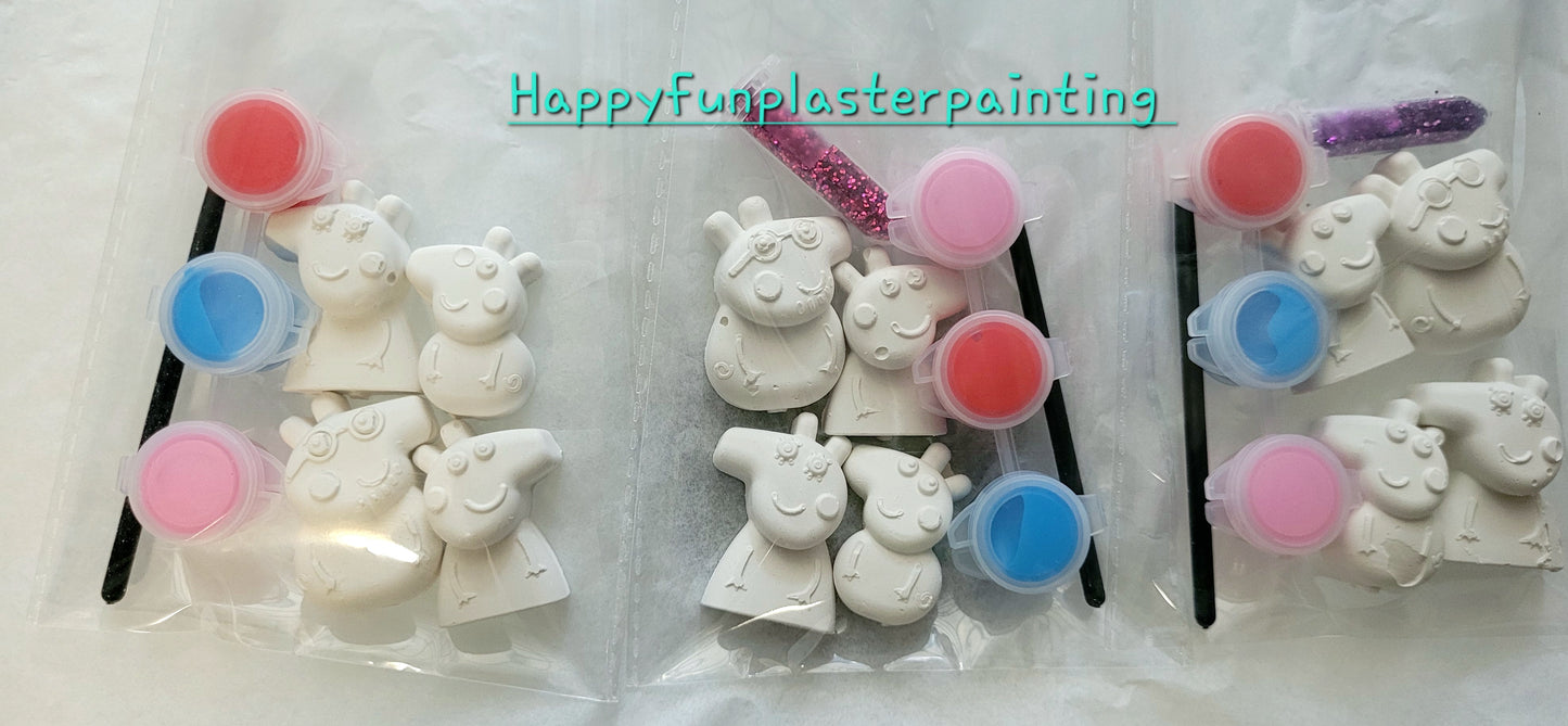Mini Peppa pig characters Mummy pig Daddy pig Plaster Painting Party favor