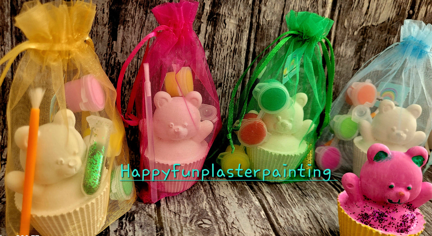 Teddy bear cupcake birthday gifs for kids birthday food Plaster Painting party favours favours birthday gifts treat bag favor home animal