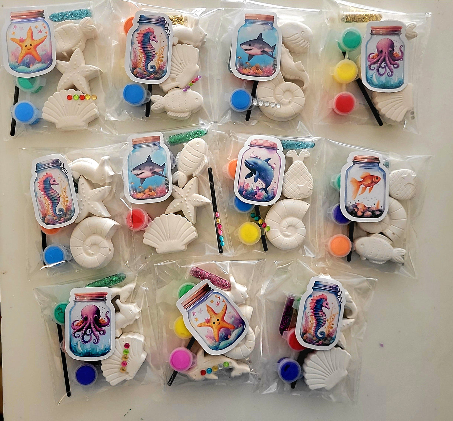 Sea horse fish dophin seashell sea animals Plaster Painting Party favour