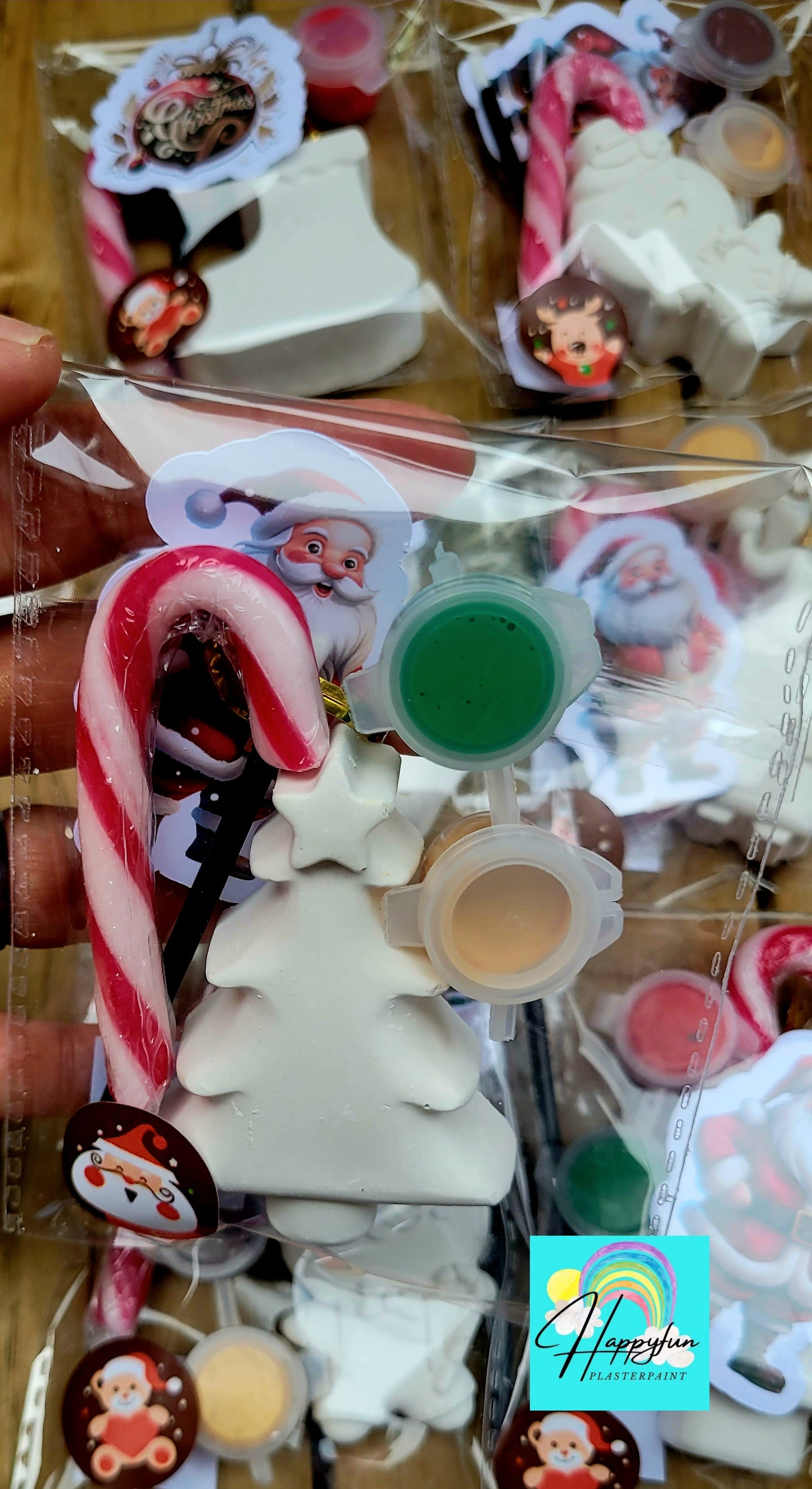 Candy cane Santa Stocking filling school Christmas Santa Ginger breadman bell tree stocking plasters packs Plaster painting gifts snowman kids return bag howm decor ornaments