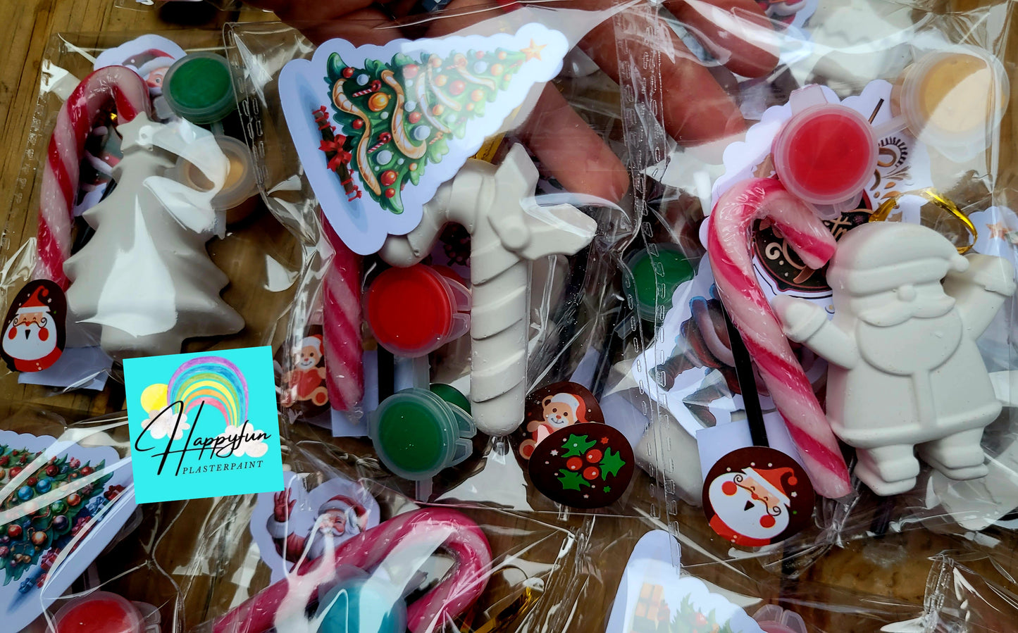 Candy cane Santa Stocking filling school Christmas Santa Ginger breadman bell tree stocking plasters packs Plaster painting gifts snowman kids return bag howm decor ornaments
