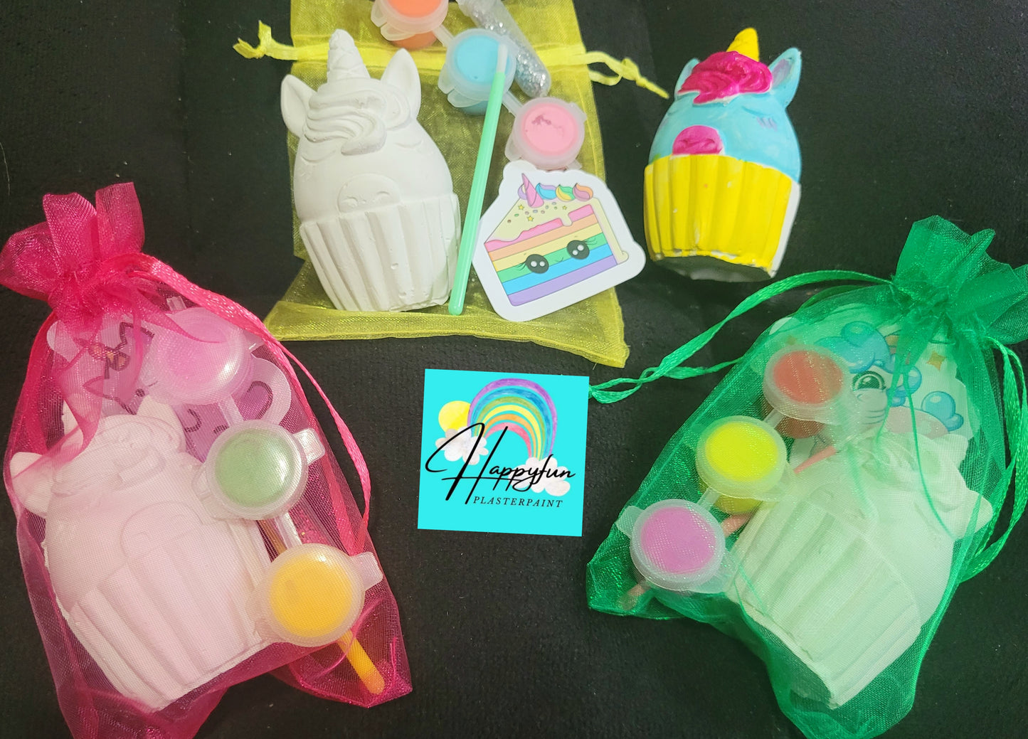 Mini unicorn and rainbow planet Plaster Painting