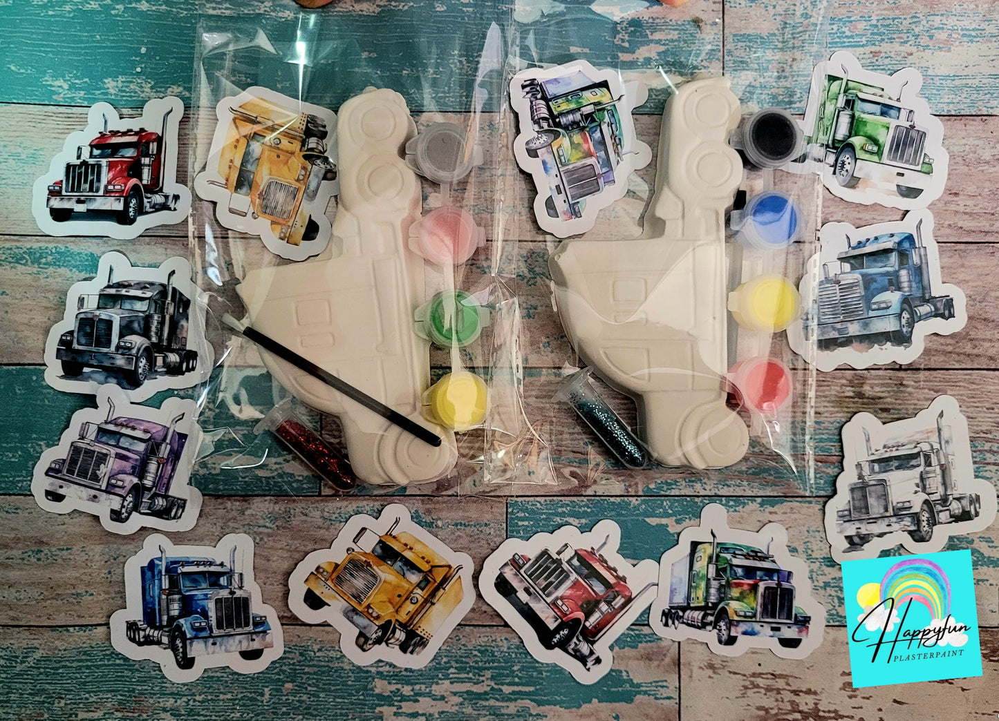 Semi truck tractor Vehicle vehicles Plaster Painting party Favour kids birthday gifts treat bag