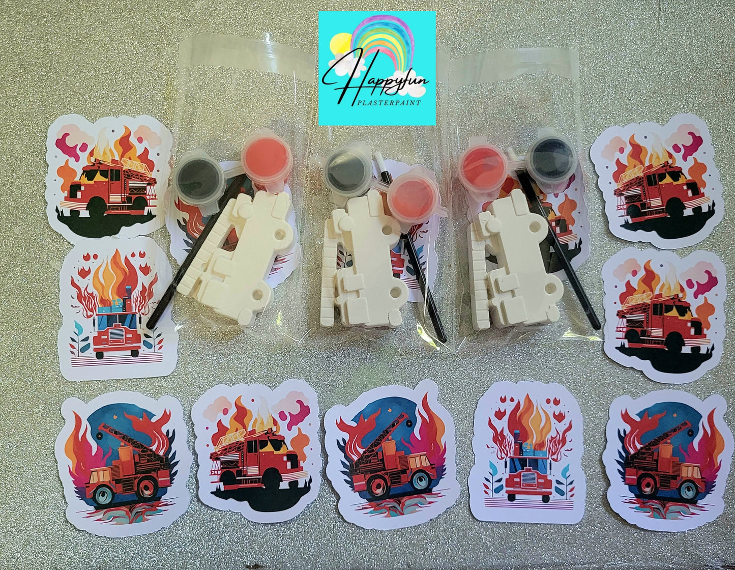 Mini Fireman fire flighter fire Vehicles Car Truck Plaster Painting for party favour favors treat bag Birthday gifts foe children boy girl kids