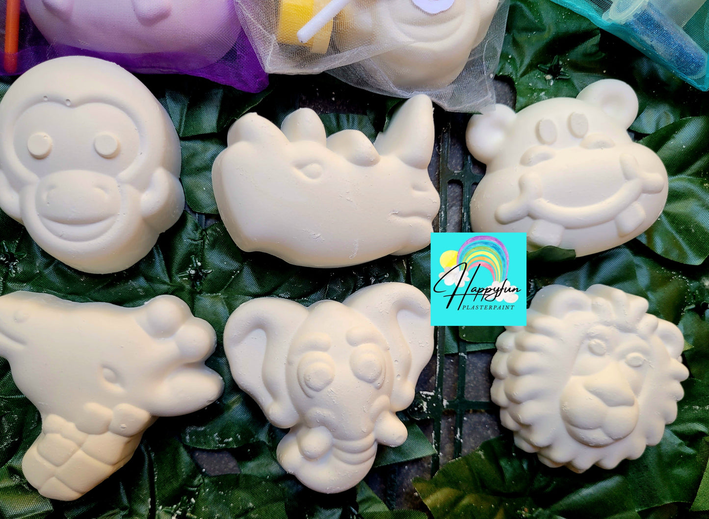 Only plaster jungle forest animal theme Plaster Painting lion monkey rhino Party favour birthday gifts