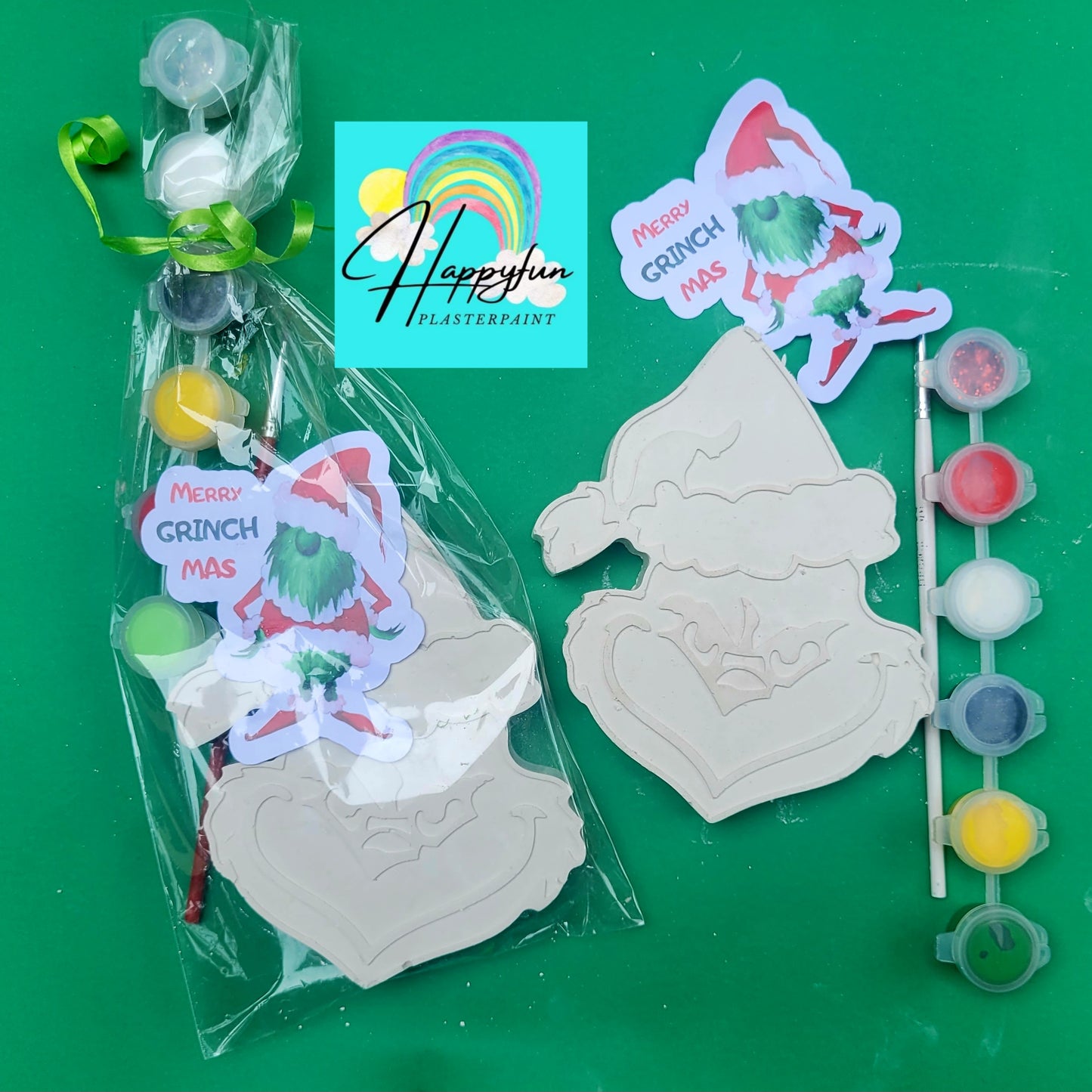 Grinch SANTA Elf FACE Christmas ornament plasters kits Plaster painting