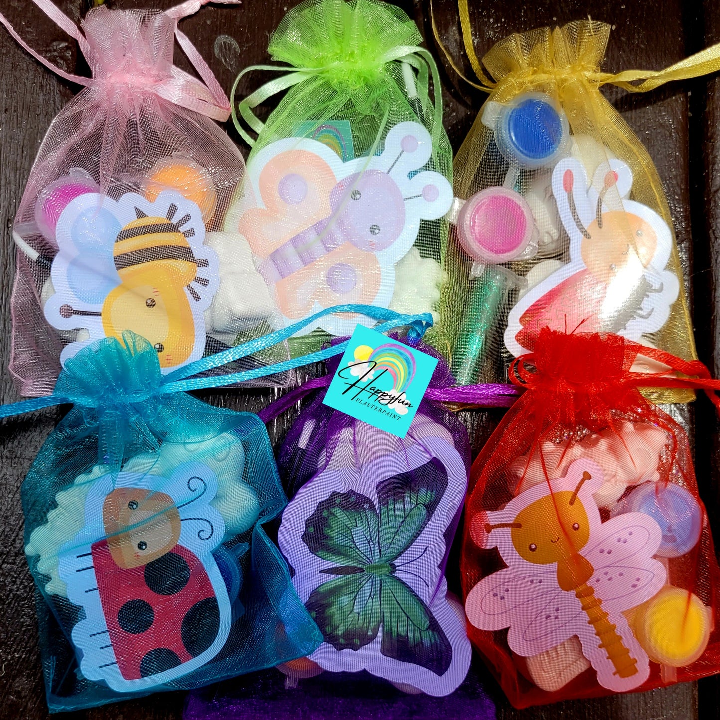 2 Mini bug bee butterfly caterpillar Animal animals plaster painting kits