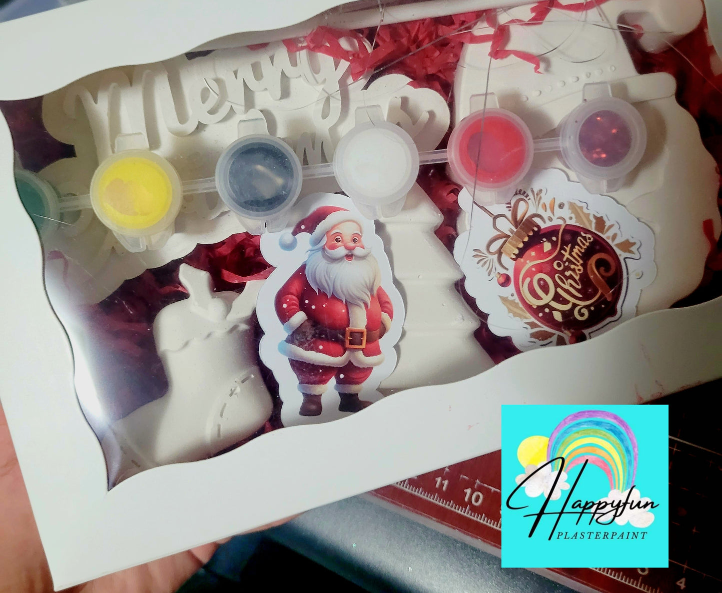 Christmas santa Gifts set Christmas ornaments plasters painting kids Christmas tree Plaster painting