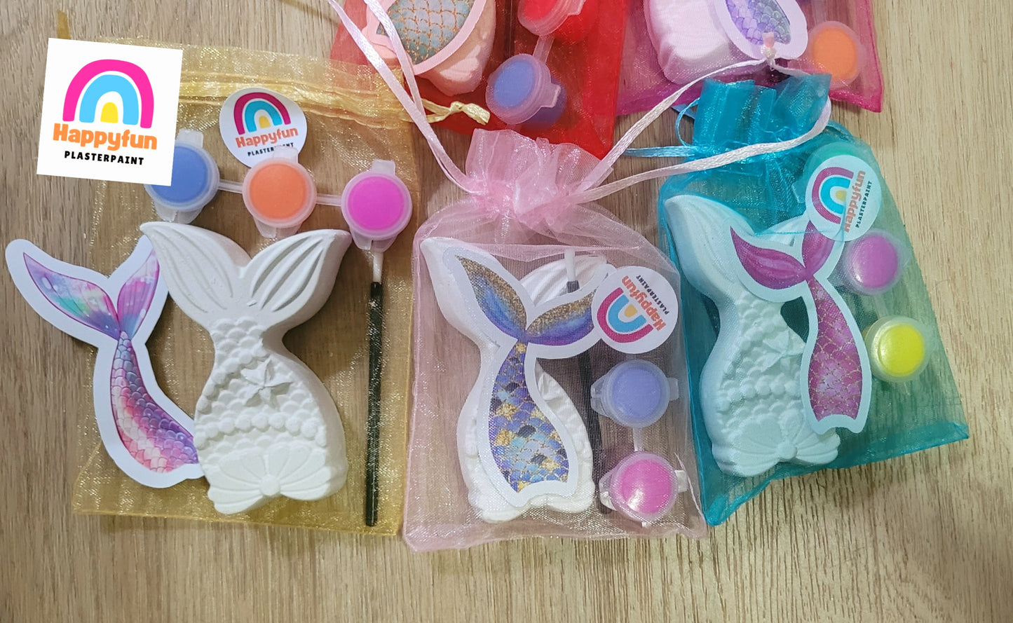 Mermaid tail with shell starfish sea animal plaster painting party favours birthday gifts kids art craft kids school holiday activities paint your own