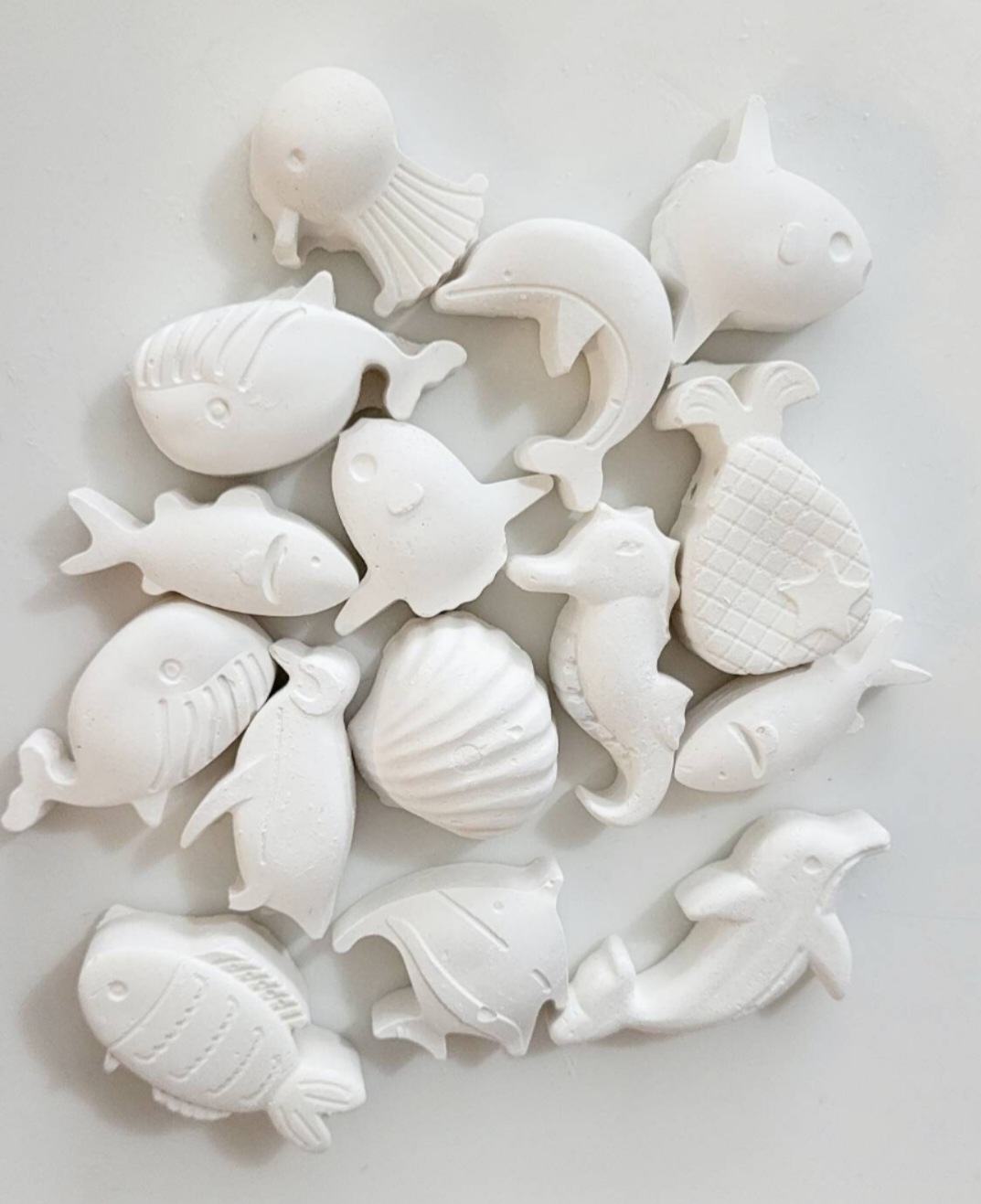 Plaster painting Sea horse star fish shell fish dophin fish sea animals Plaster Painting Party favour Ocean animal