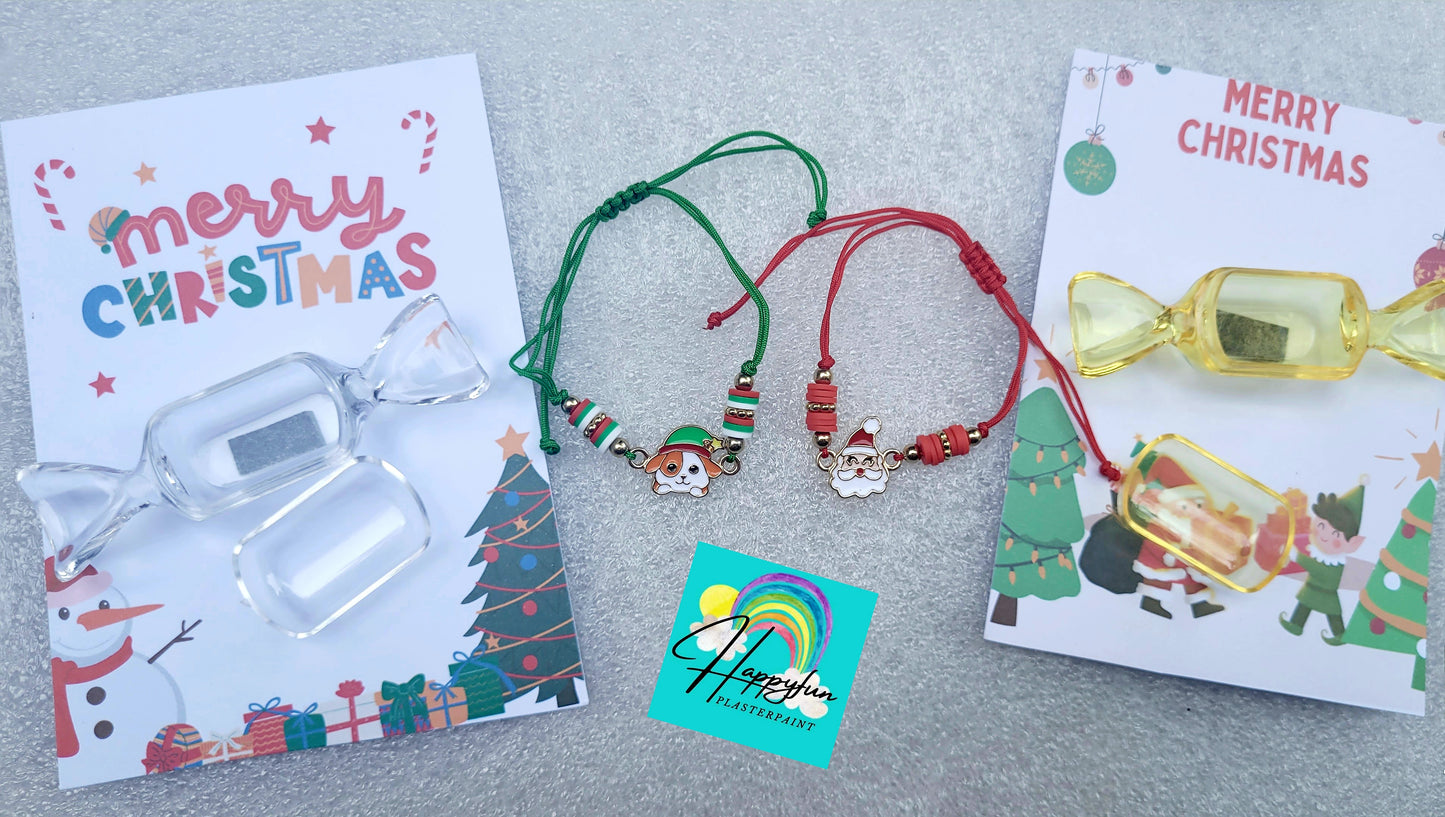 Bracelet jewellery Stocking filling school Christmas Santa Ginger breadman bell tree stocking plasters packs Plaster painting gifts snowman kids return bag howm decor ornaments