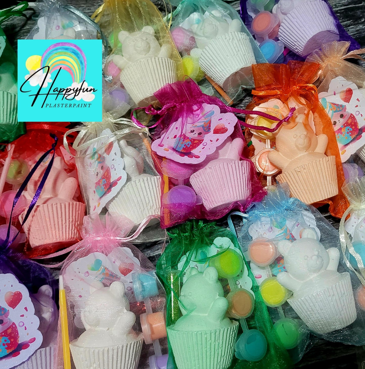 Teddy bear cupcake birthday gifs for kids birthday food Plaster Painting party favours favours birthday gifts treat bag favor home animal