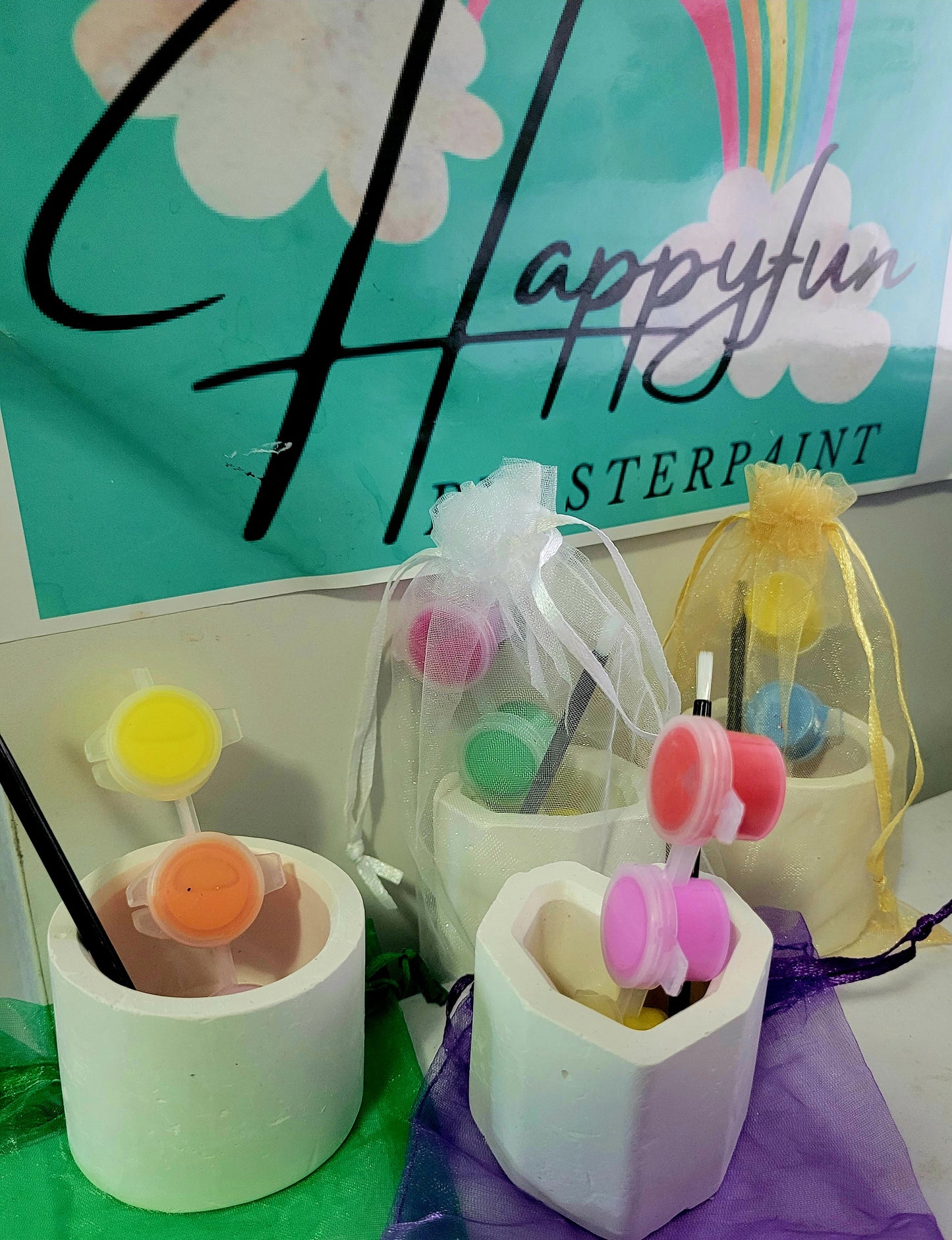 Flowers pot plant pot plaster painting birthday gifts party favor favours Plaster Painting