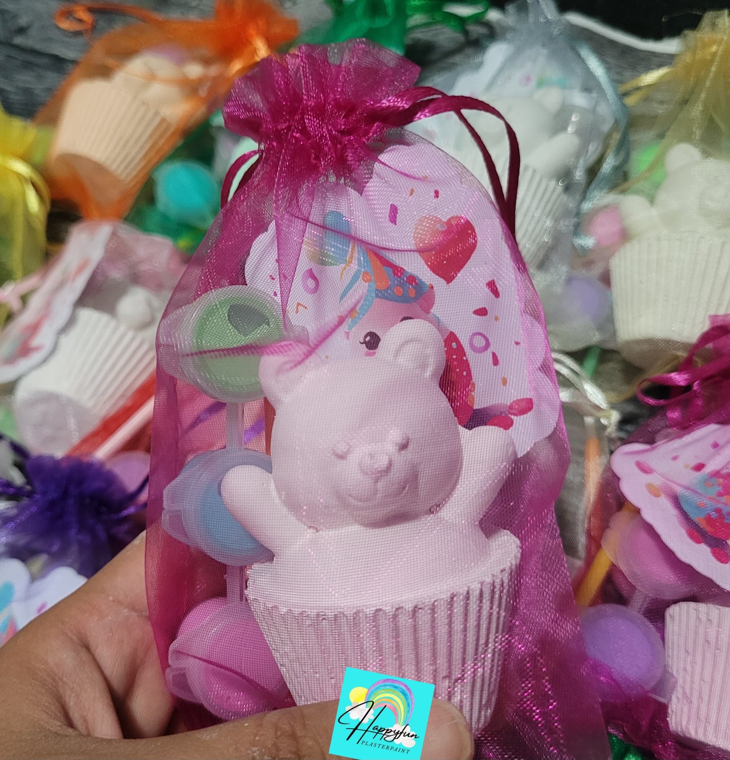 Teddy bear cupcake birthday gifs for kids birthday food Plaster Painting party favours favours birthday gifts treat bag favor home animal