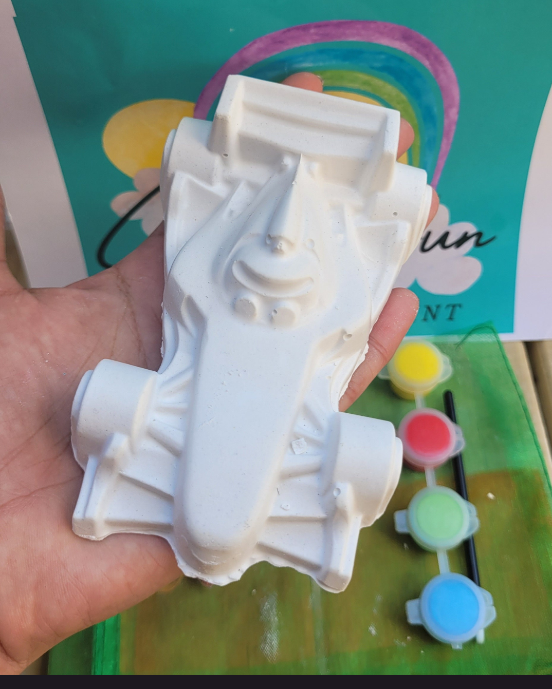 3D racing Formula 1 car vehicles Plaster Painting party Favour kids