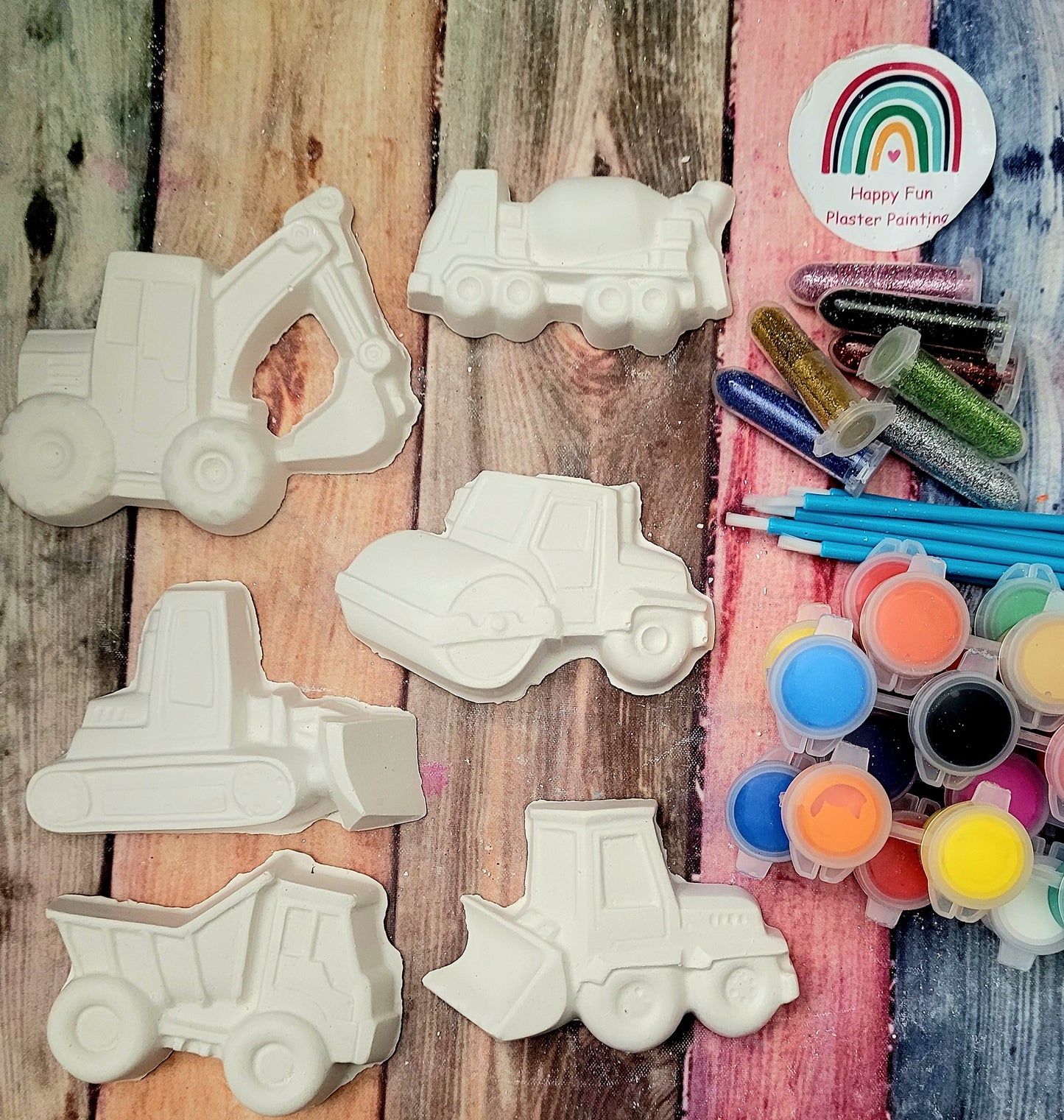 Vehicles truck theme car boy birthday party favours favors gifts construction plaster Painting