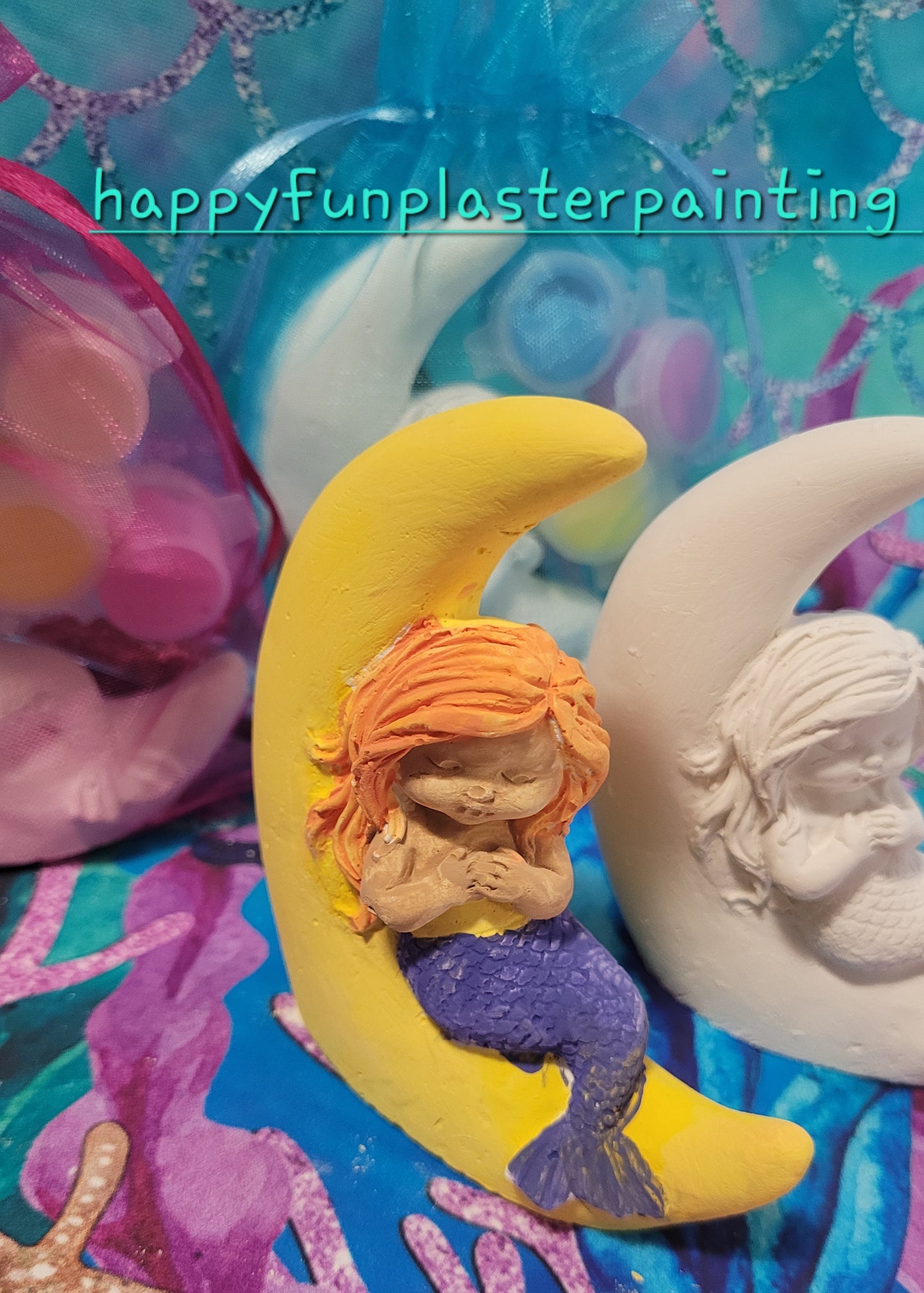 Mermaid princess mermaid tail on the moon Plaster Painting Party favours birthdat gifts