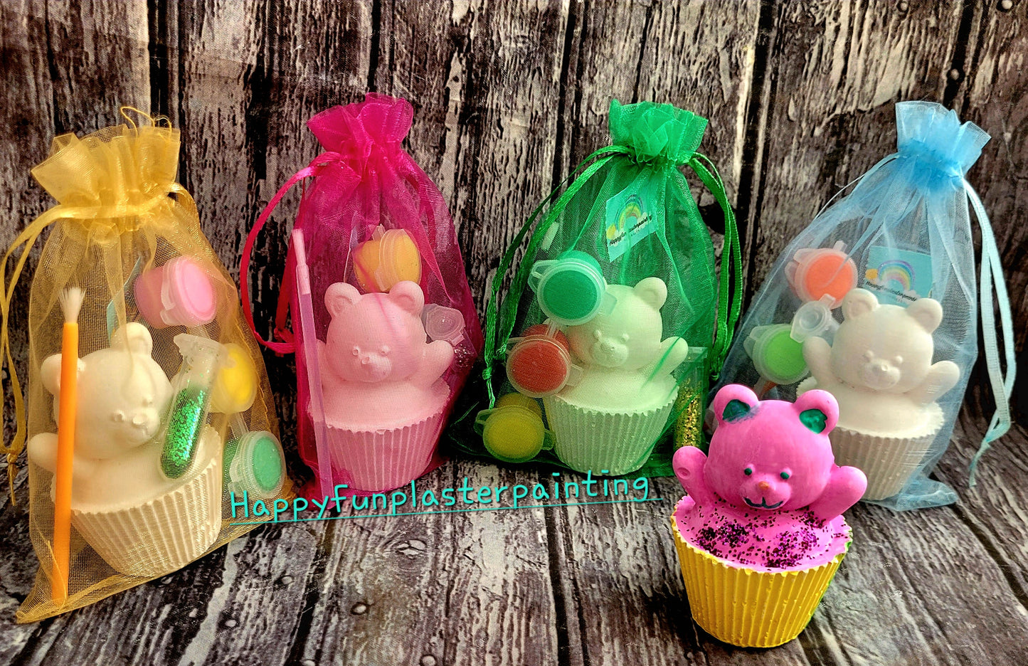 Teddy bear cupcake birthday gifs for kids birthday food  Plaster Painting party favours favours birthday gifts treat bag favor home animal