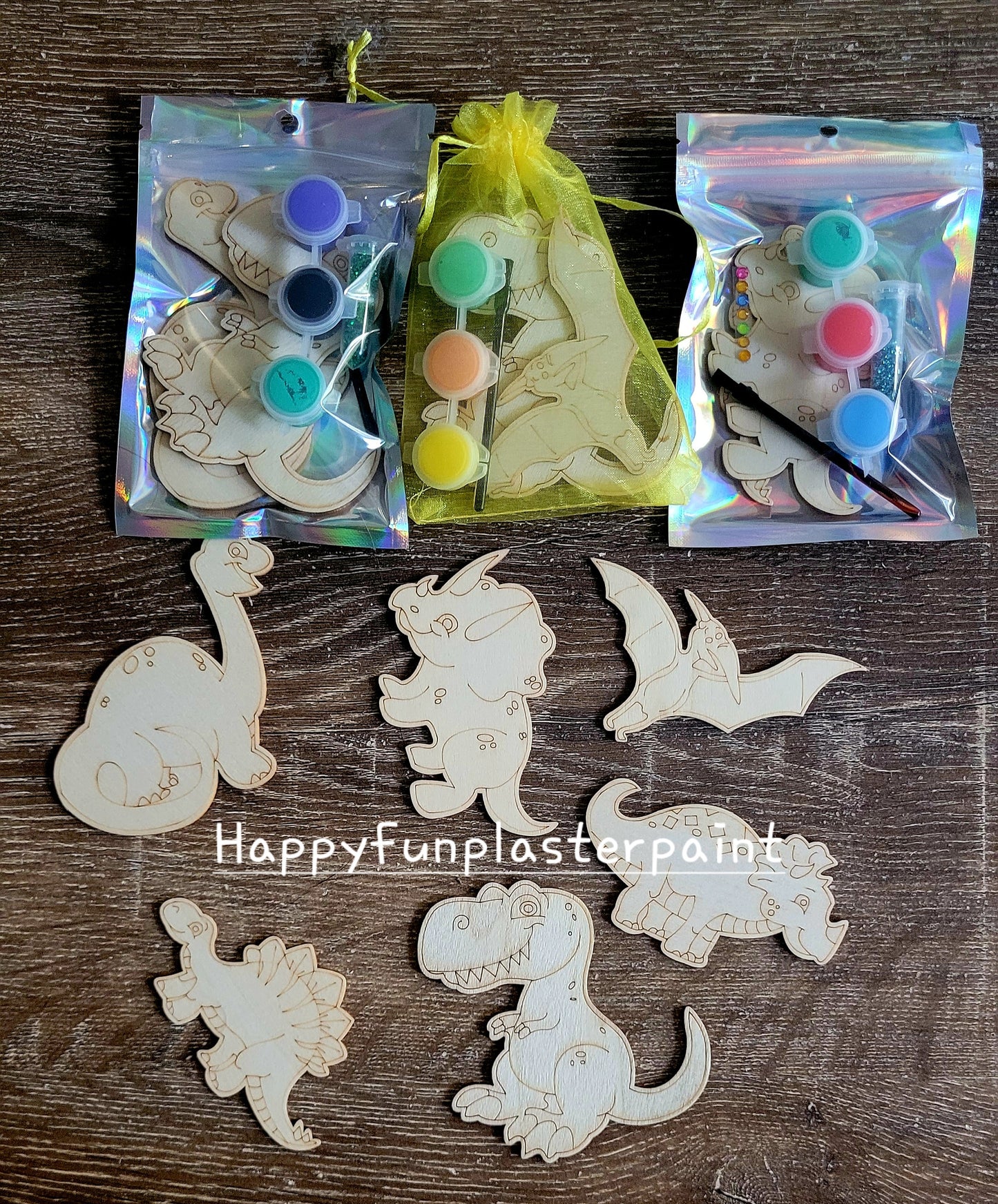 Dinos Dinosaurs animal Wooden Food plaster Painting for girl party favours gifts birthday