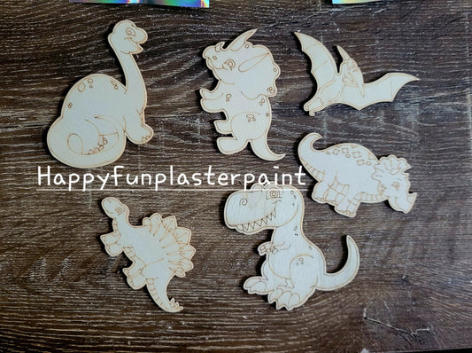 Dinos Dinosaurs animal Wooden Food plaster Painting for girl party favours gifts birthday