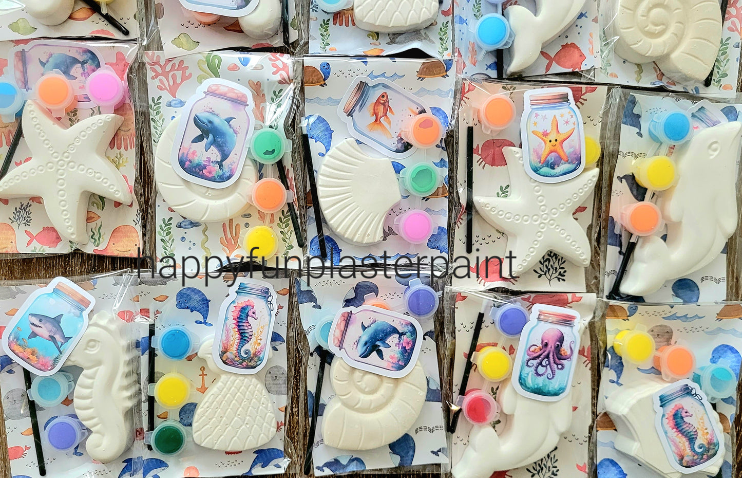 Plaster painting sea animal Sea animals fish dophin sea horse starfish shell plaster Painting for girl