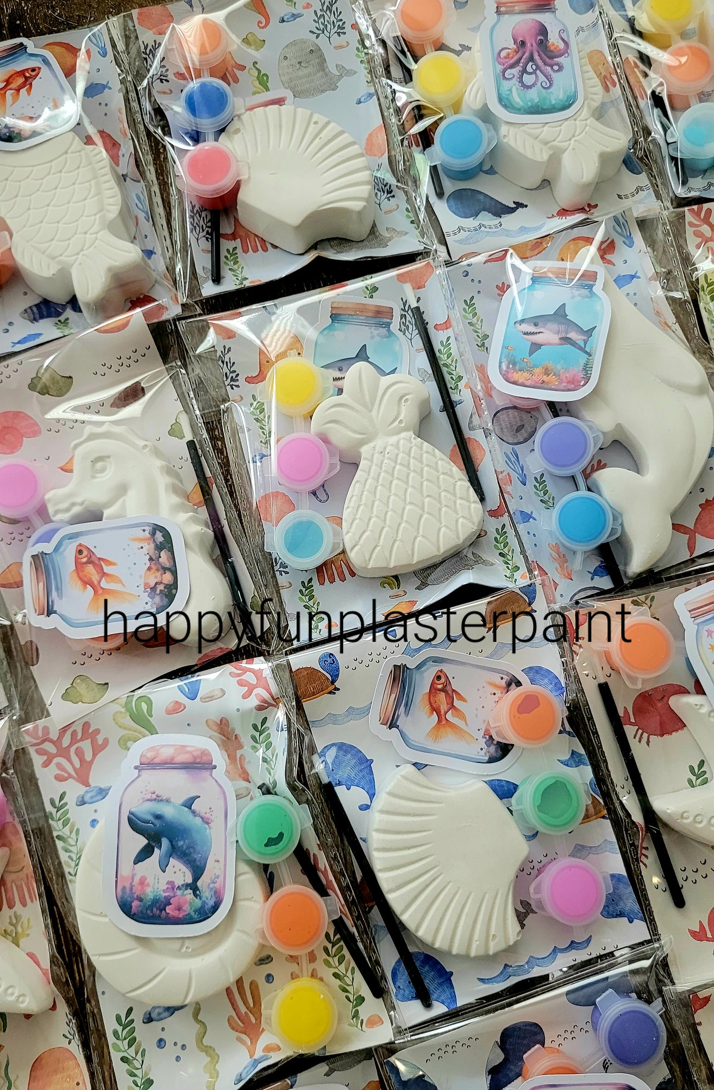 Plaster painting sea animal Sea animals fish dophin sea horse starfish shell plaster Painting for girl