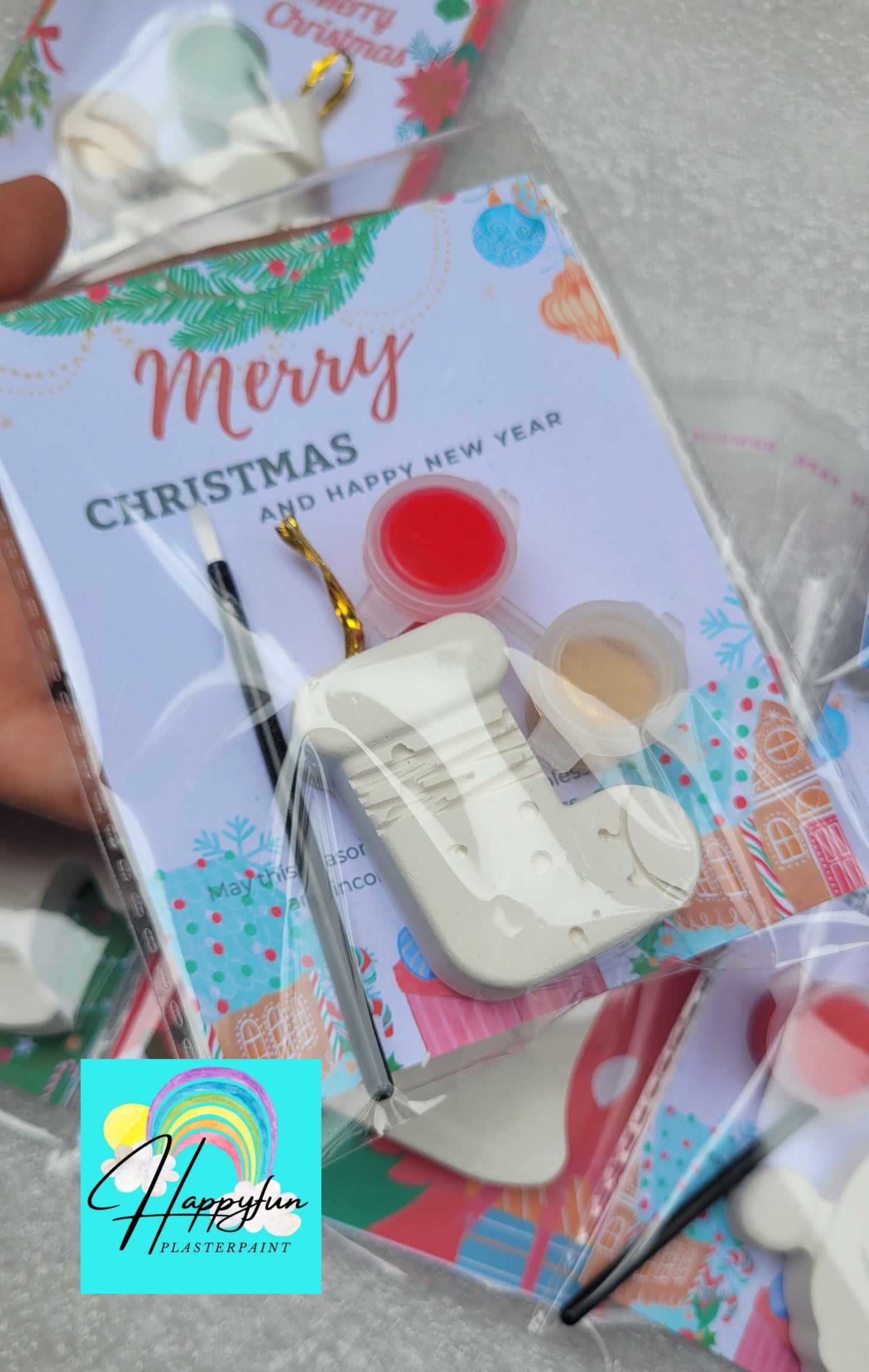 Stocking filling school Christmas Santa Ginger breadman bell tree stocking plasters packs Plaster painting gifts snowman kids return bag howm decor ornaments