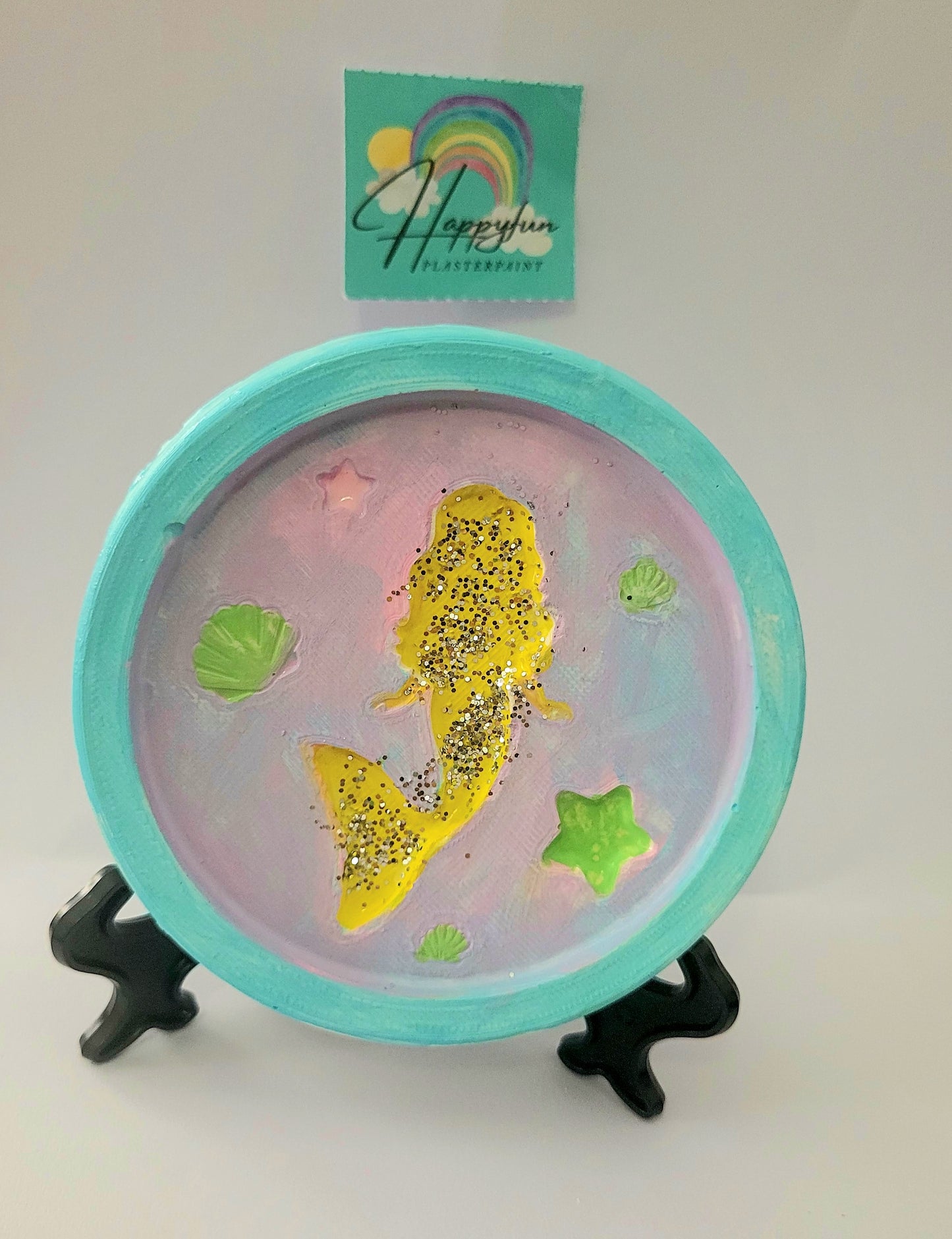 Mermaid girl with plate holder shell under water sea animal plaster Painting for girl party favours princess paint your own