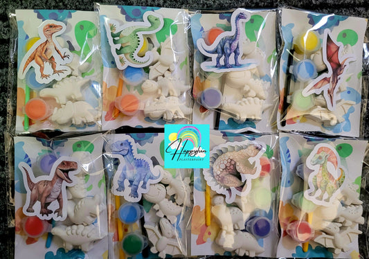 3 Mini dinosaurs  Plaster Painting party favour for birthday gifts return Party favors kids craft
