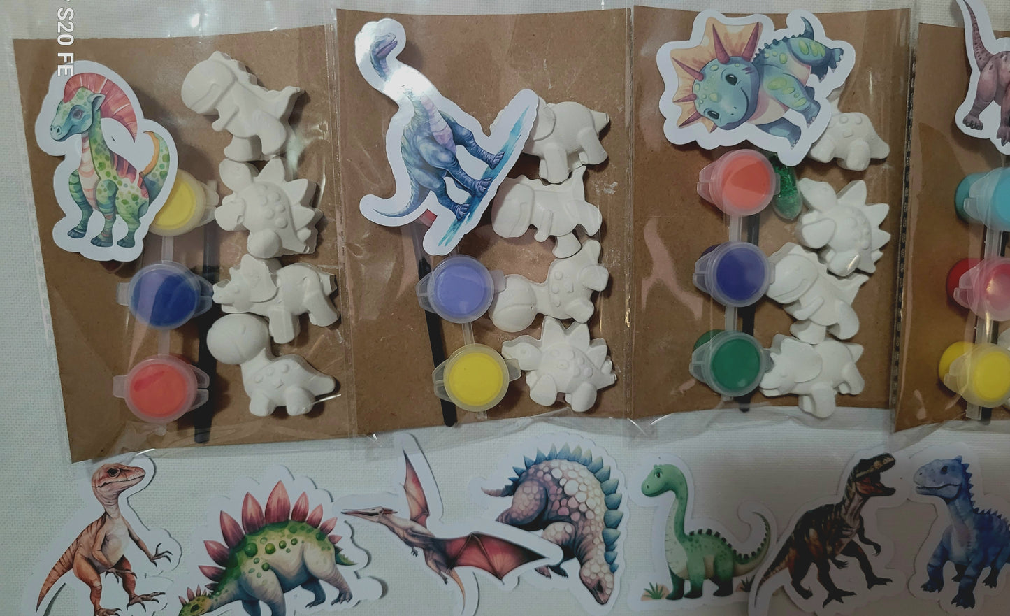 4 Mini dinosaurs  Plaster Painting party favour for birthday gifts return sticker facors home decor party kids children