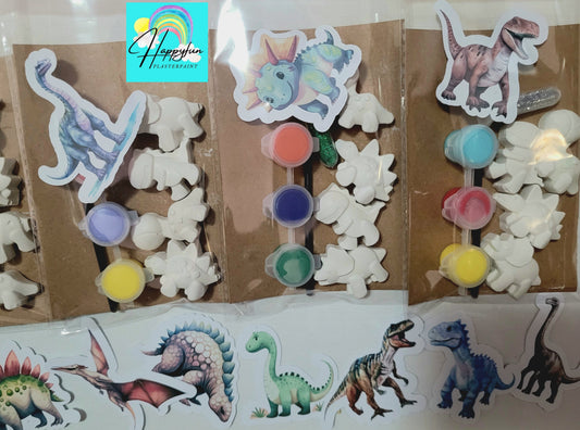 4 Mini dinosaurs  Plaster Painting party favour for birthday gifts return sticker facors home decor party kids children