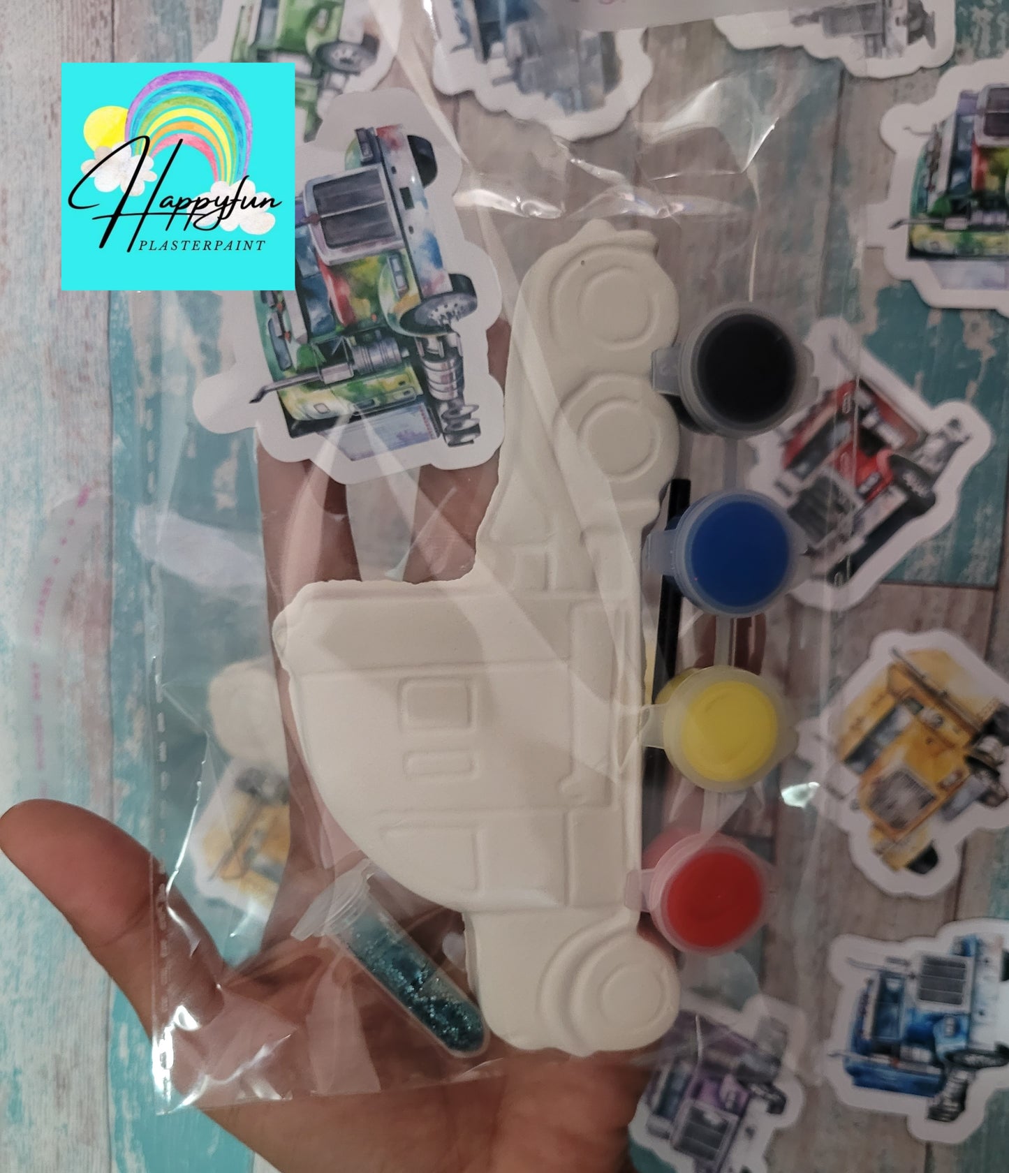 Semi truck tractor Vehicle vehicles Plaster Painting party Favour  kids birthday gifts treat bag