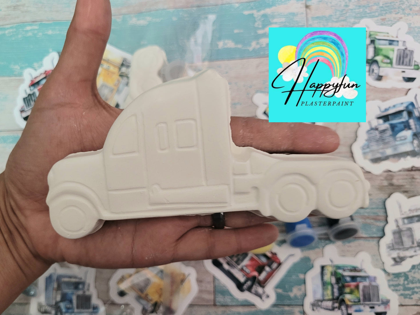 Semi truck tractor Vehicle vehicles Plaster Painting party Favour  kids birthday gifts treat bag