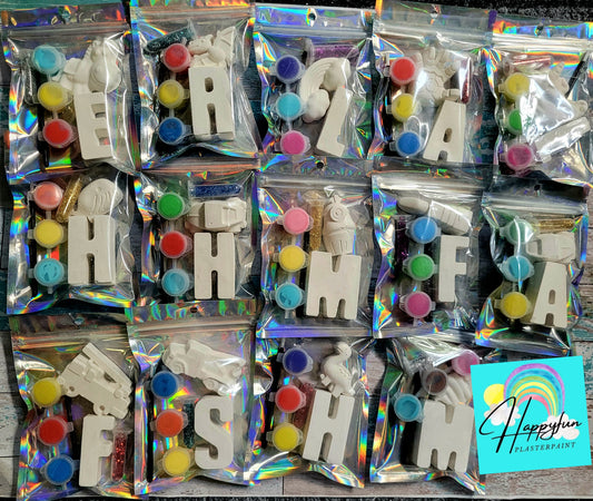 Alphabet Name letter food car dinosaur star Ready paint your plaster painting party favour kits boy girl craft kids birthday gifts