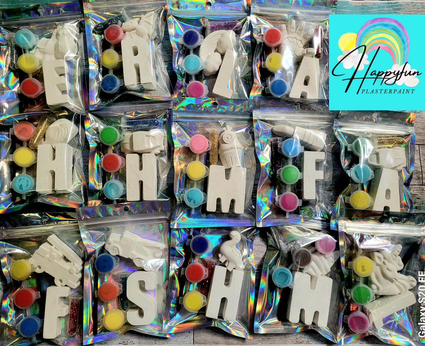 Alphabet Name letter food car dinosaur star Ready paint your plaster painting party favour kits boy girl craft kids birthday gifts