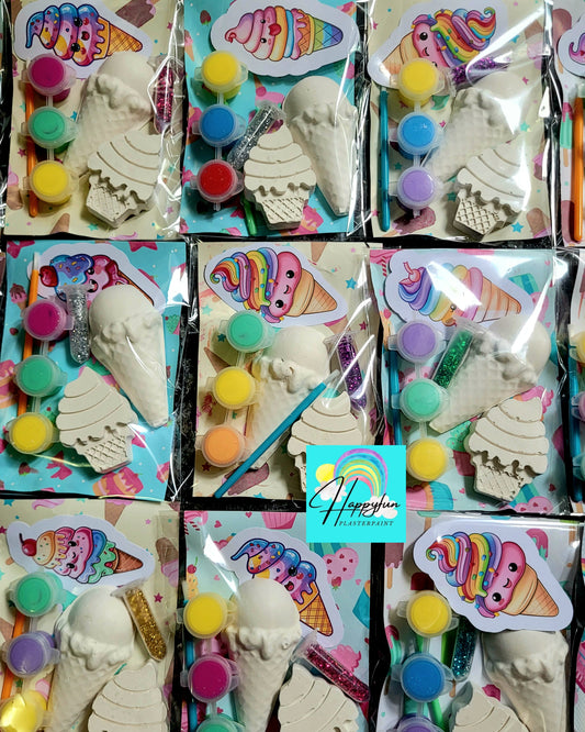 Ice cream cone food girl treat bag sticker  Plaster Painting party favours favors birthday gifts