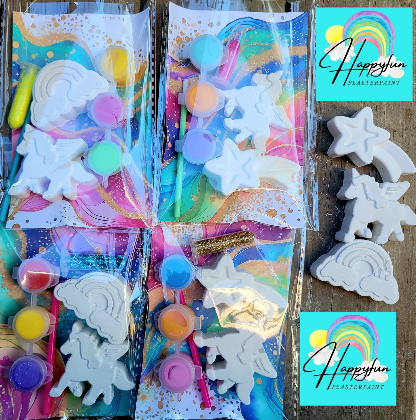 Mini Unicorn shooting star Rainbow design Plaster Painting Party favours girl birthday