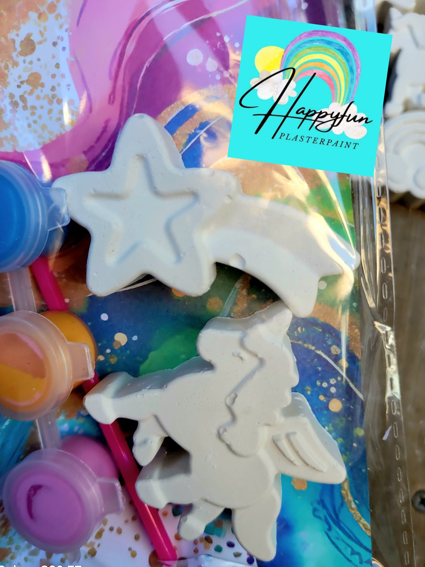 Mini Unicorn shooting star Rainbow design Plaster Painting Party favours girl birthday