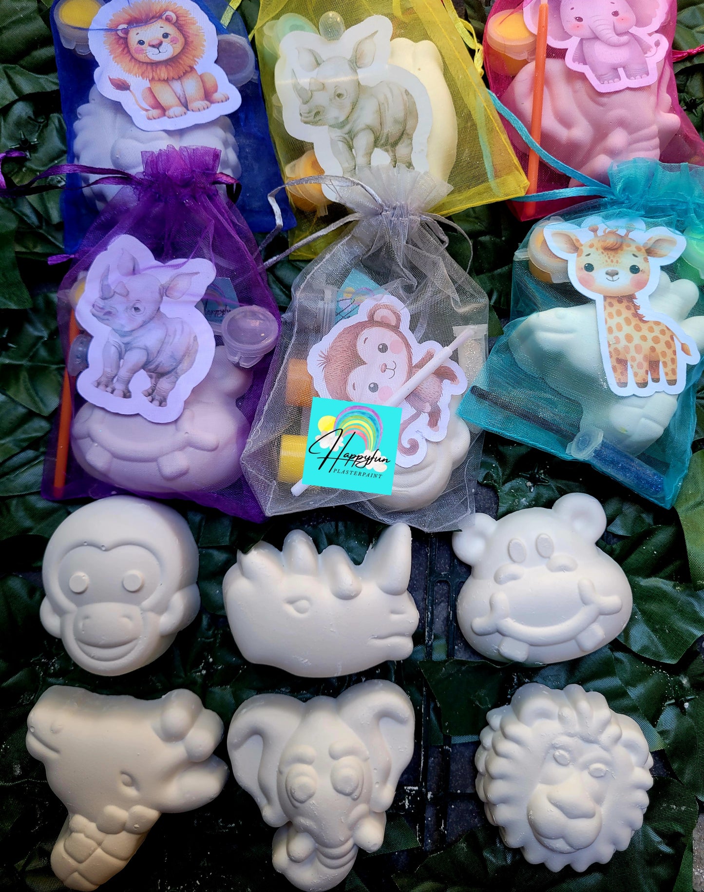 Jungle forest  Animal Plaster Painting monkey lion rhino hippo for kids party favours treat bag school gifts birthday party favors