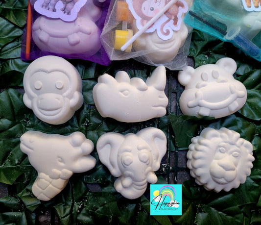 Only plaster jungle forest animal theme  Plaster Painting lion monkey rhino  Party favour birthday gifts