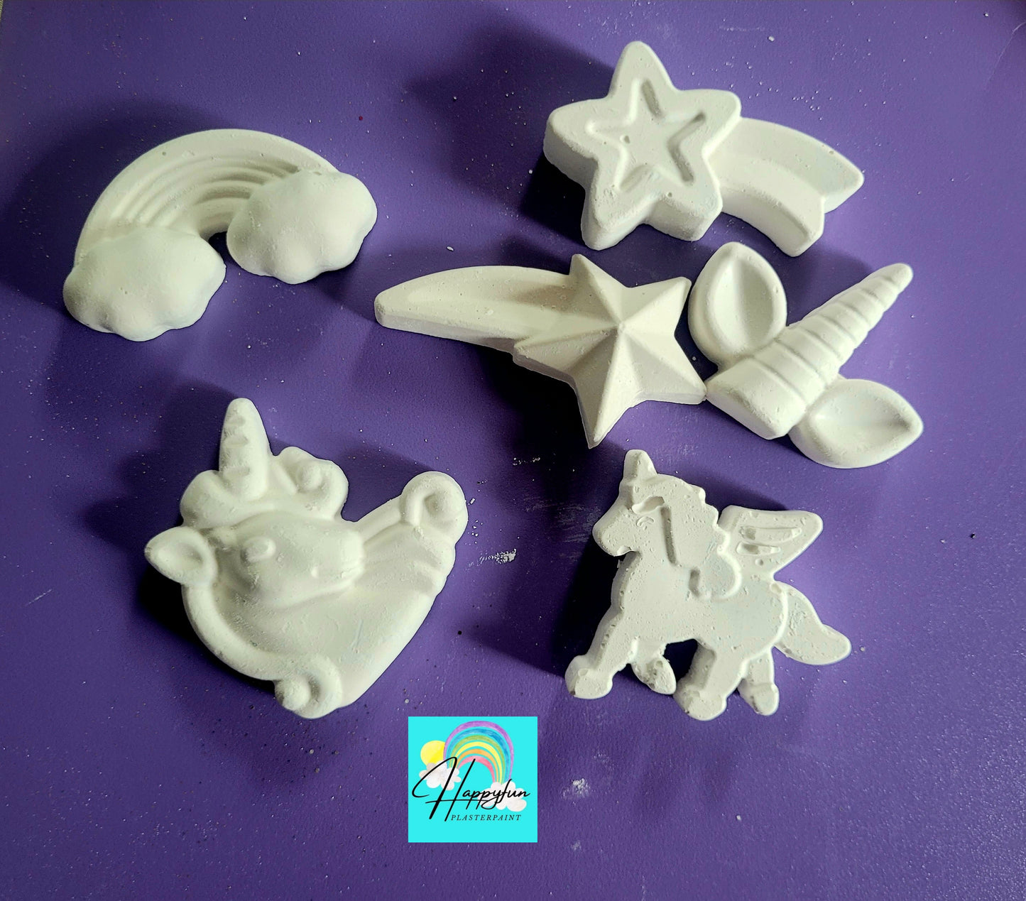 Star rainbow 2 Mini Unicorn shooting star Rainbow design Plaster Painting Party favours girl birthday