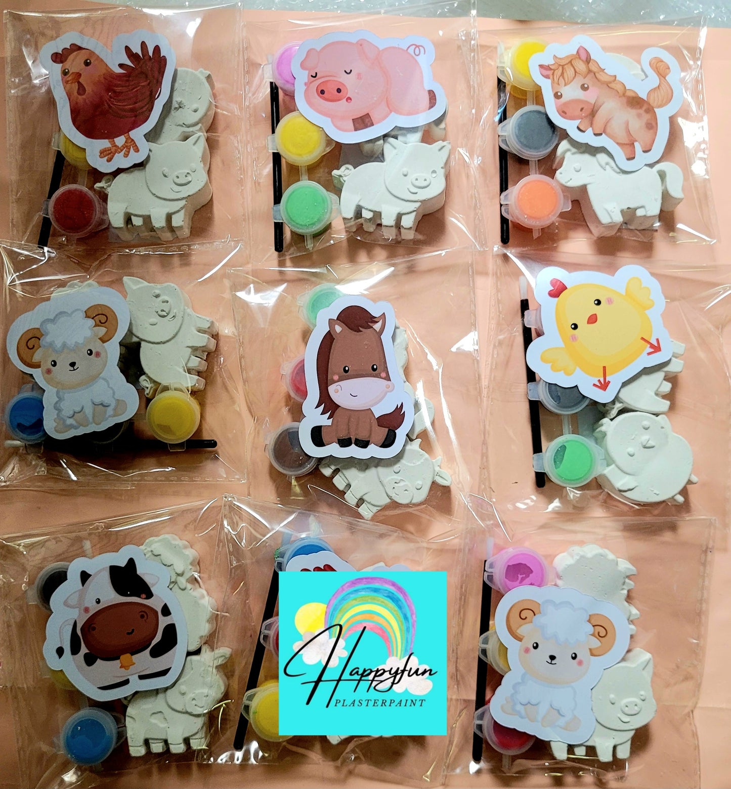 Mini size Farm Animal Plaster Painting for kids party favours treat bag school gifts birthday party favors