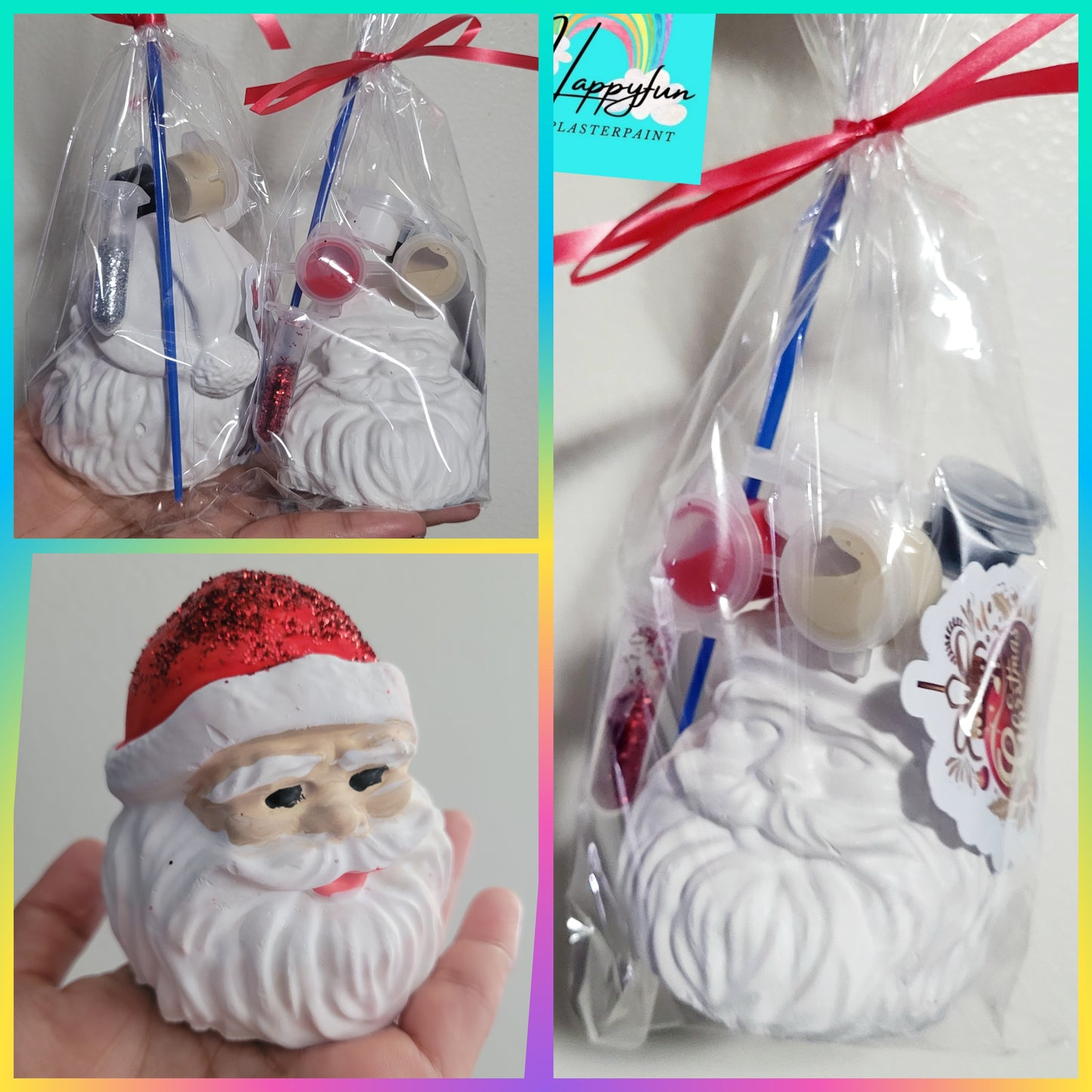 3D SANTA FACE Christmas ornament plasters kits   Plaster painting