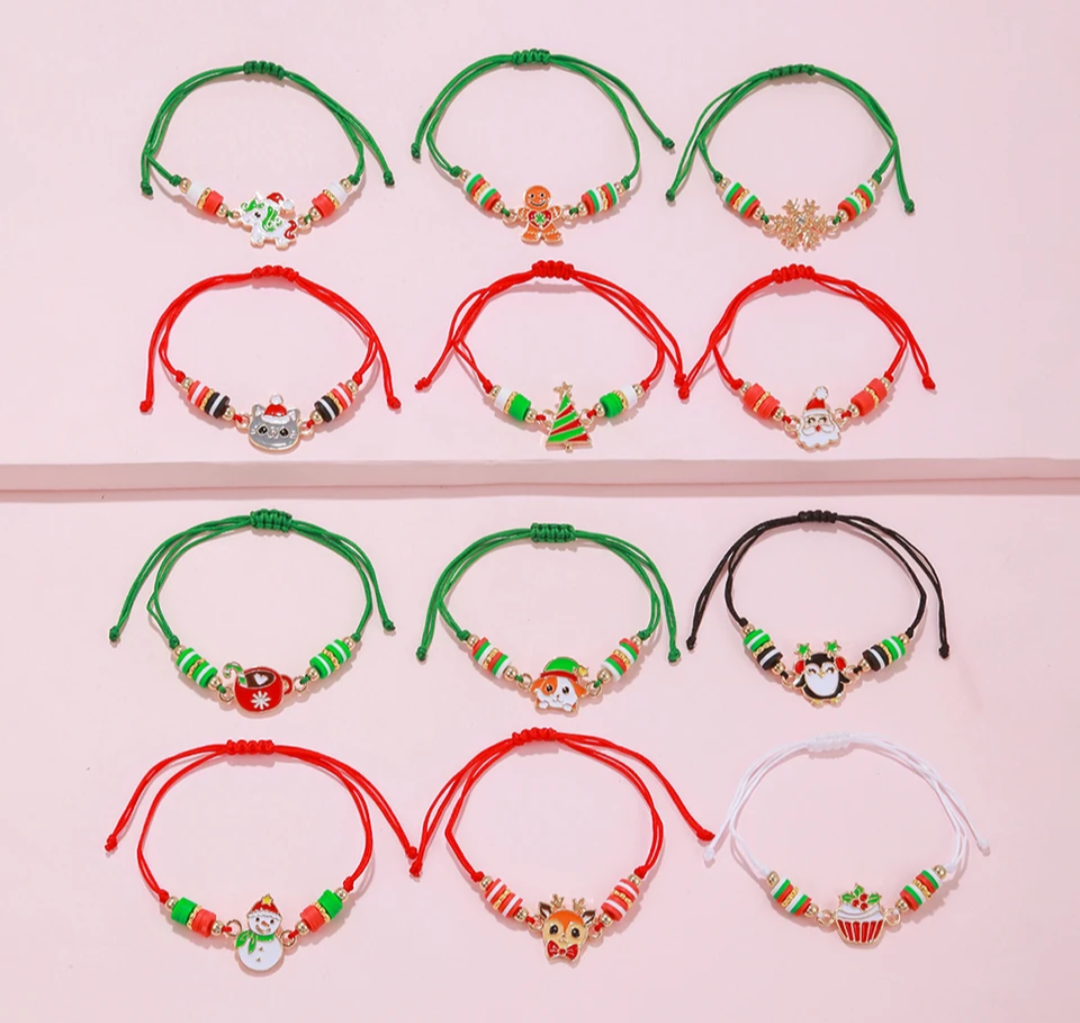 Bracelet  jewellery  Stocking filling school Christmas Santa Ginger breadman bell tree stocking plasters packs Plaster painting gifts snowman kids return bag howm decor ornaments