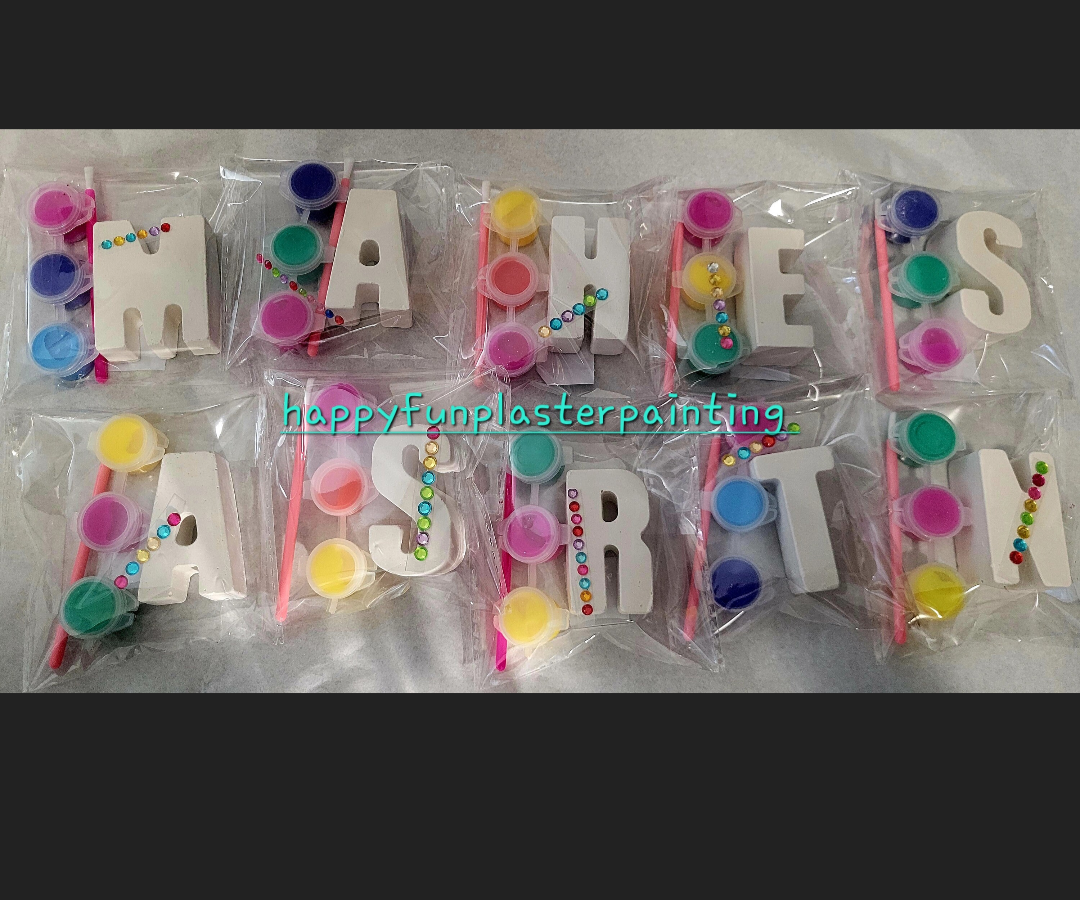 Alphabet Name letter  Ready paint your plaster painting party favour kits boy girl craft kids birthday gifts