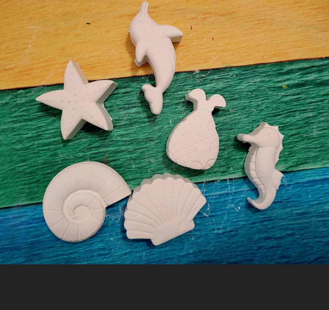 Plaster painting  Sea horse star fish shell fish dophin fish sea animals Plaster Painting Party favour Ocean animal