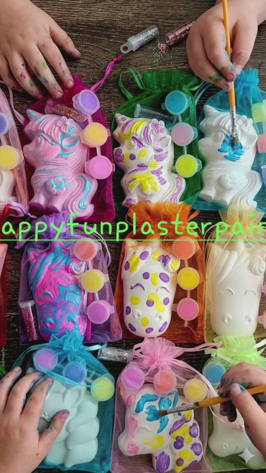 4 mix Unicorn design Plaster Painting Party favours girl birthday