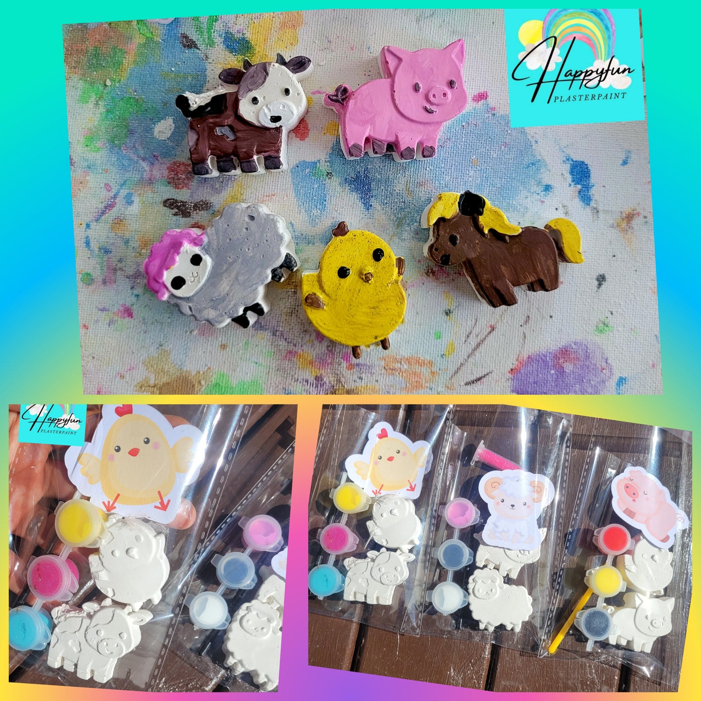 Mini size Farm Animal Plaster Painting for kids party favours treat bag school gifts birthday party favors