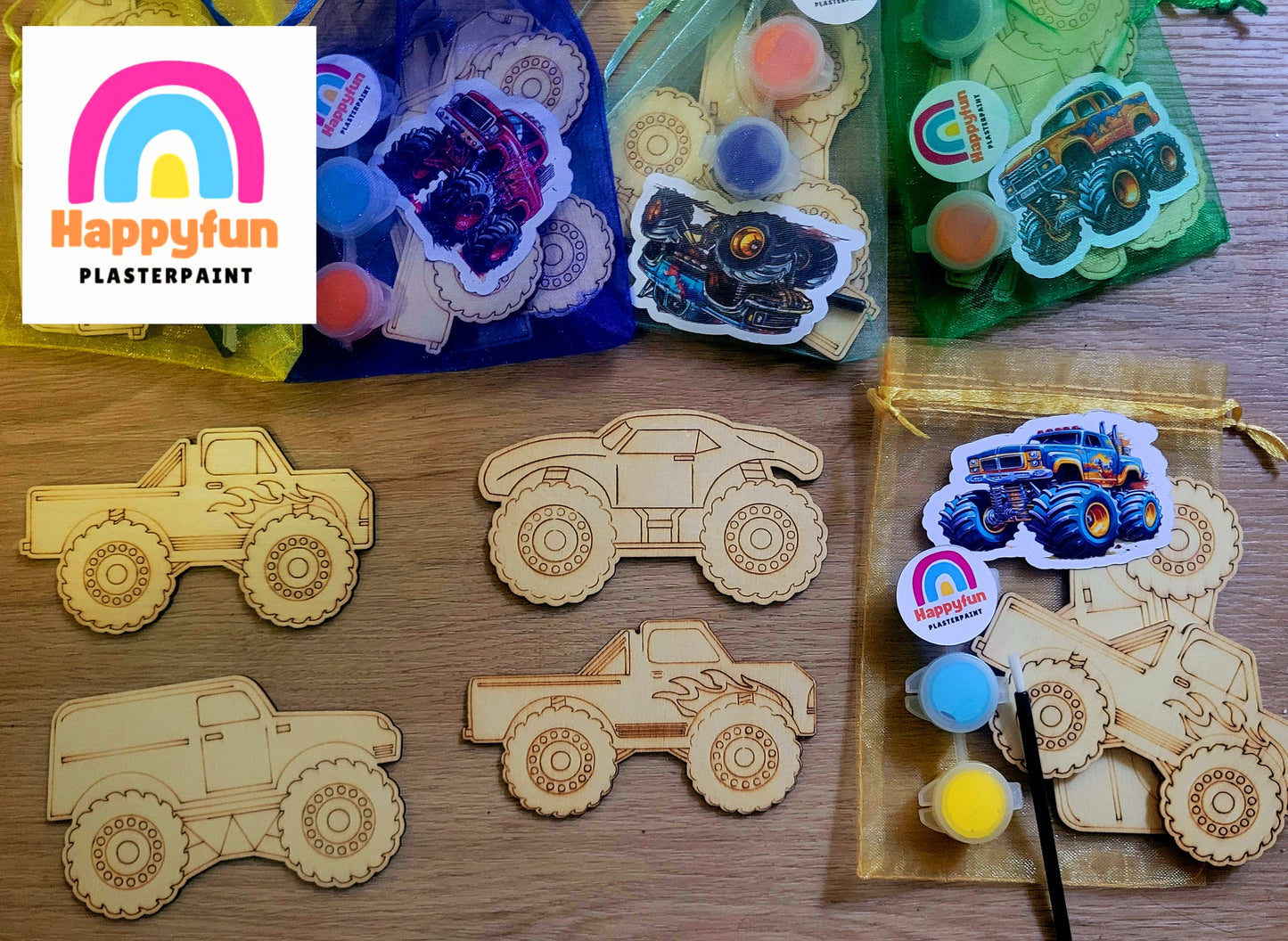 Monster truck vehicle  car Wooden magnet paint kits