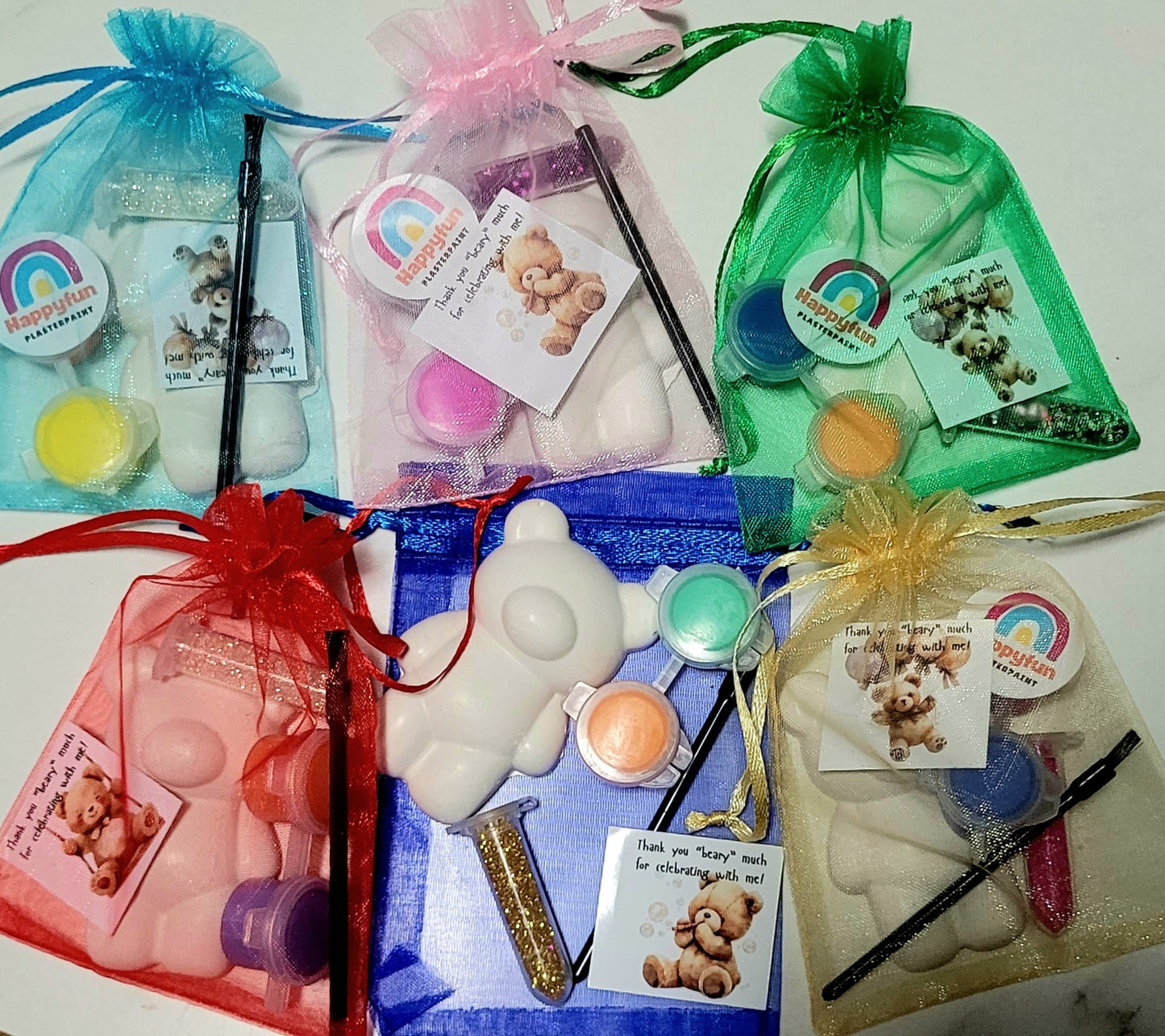 Mini Teddy bear  animals Plaster Painting party favours gifts birthday filling bag